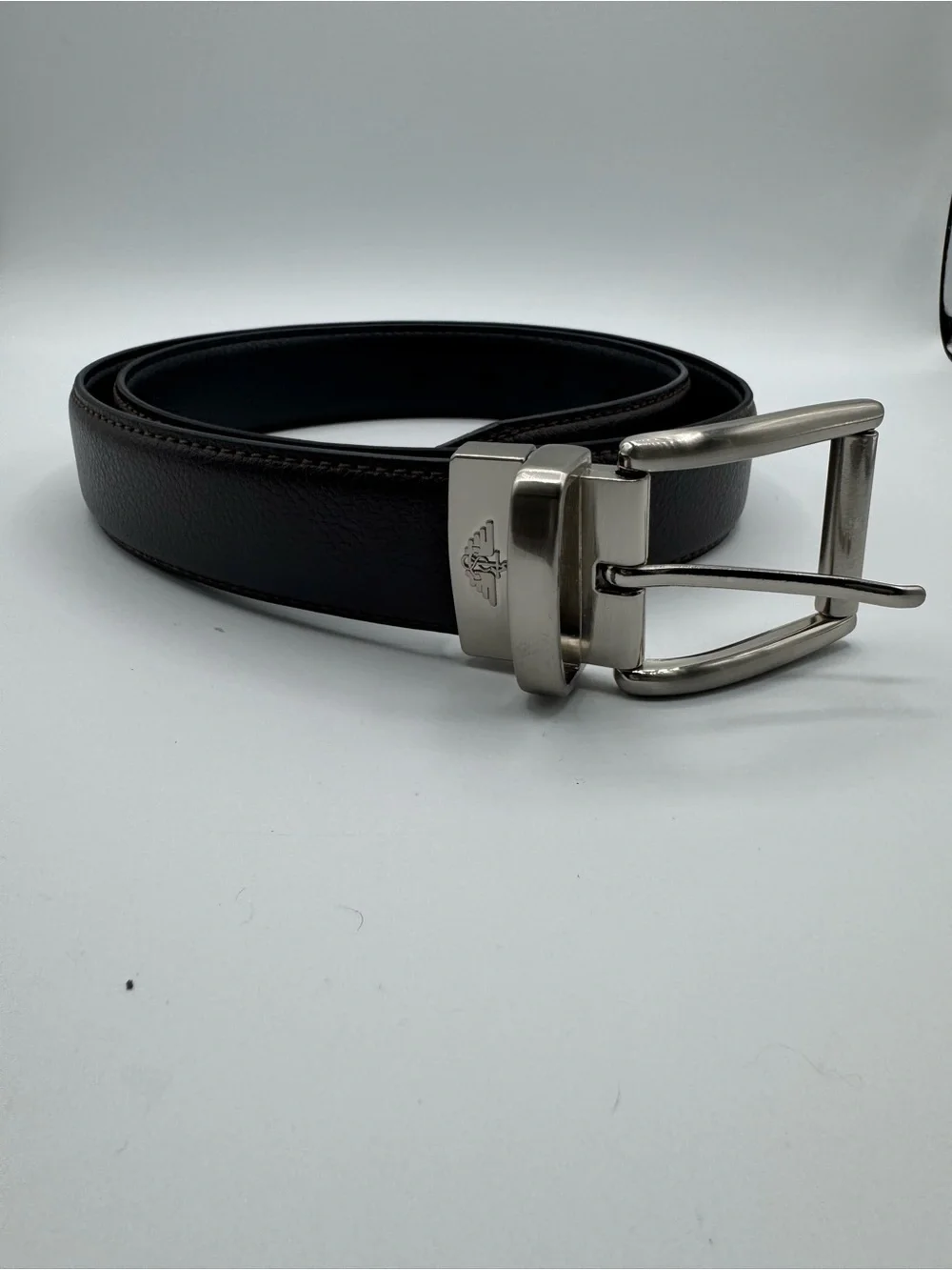 Dockers Belt Brown Black Reversible Synthetic Leather Mens 34-36 Nickel Buckle